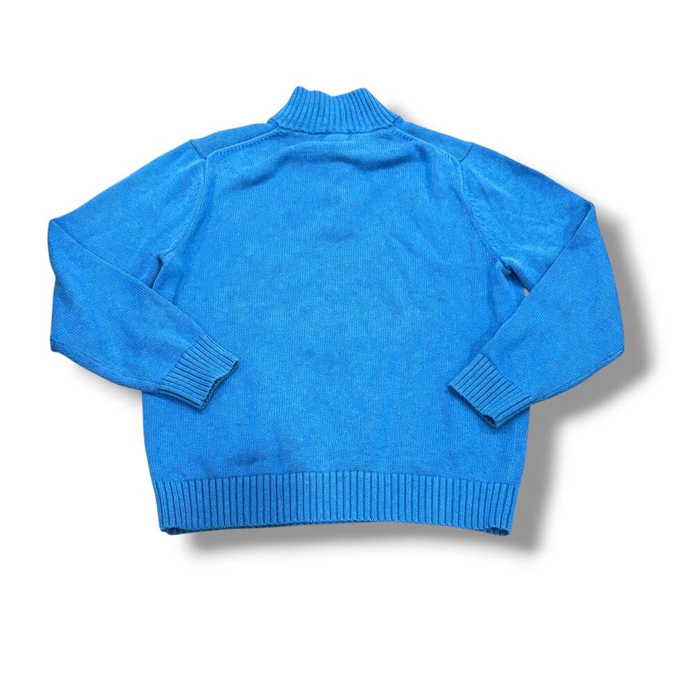 LL Bean Men’s Size M Blue 1/4 Zip Pullover Sweater 100% Cotton